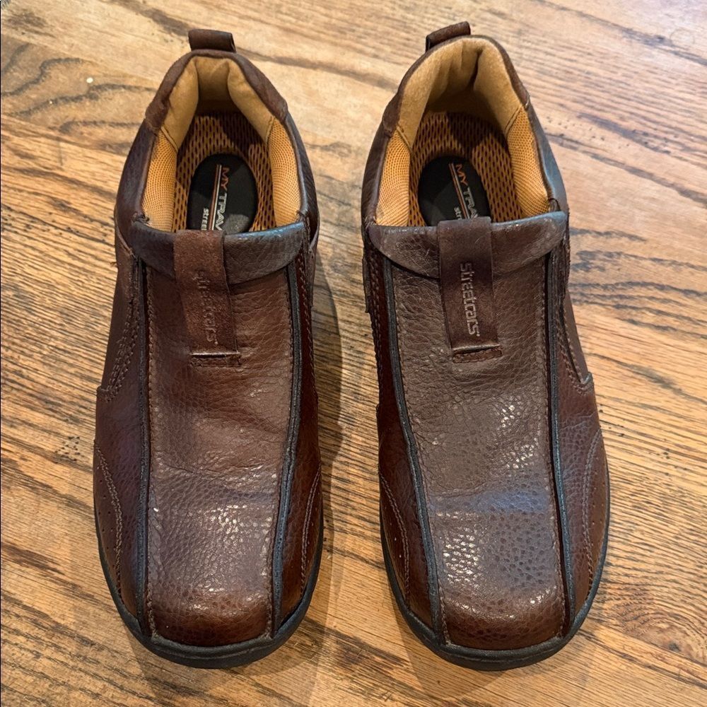 My Travel Men's Brown driving pebble leather and suade Slip-On Loafers
